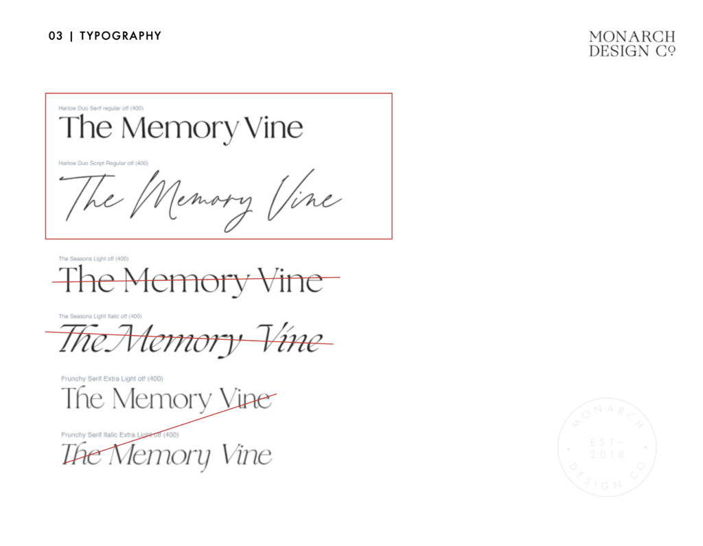 the memory vine typography