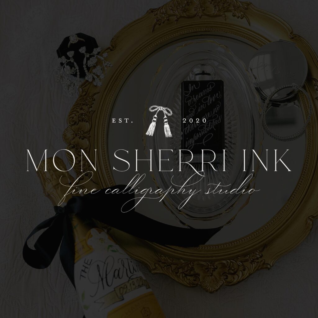 luxury calligraphy brand redesign by monarch design co for mon sherri ink